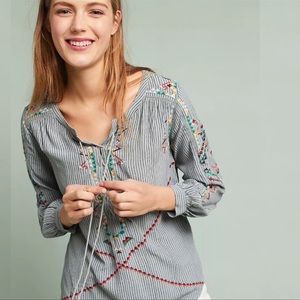 PRICE FIRM🚨 Anthropologie Akemi + Kin Almira Embroidered Peasant Top 8